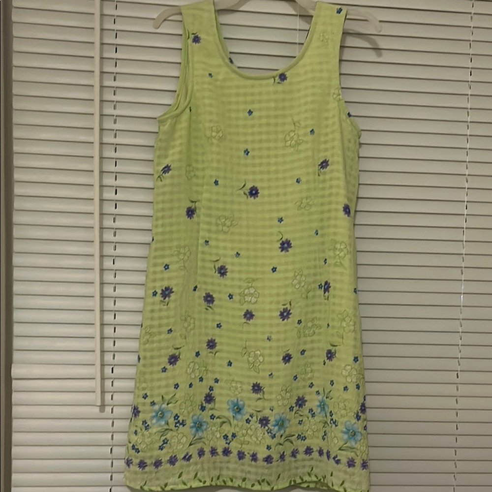 Kids Floral Sleeveless Dress - Green and Blue.